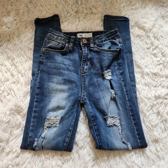 YMI High Rise Skinny Distressed Ripped Skinny Jeans Women's‎ Size 1/25 - Picture 1 of 4